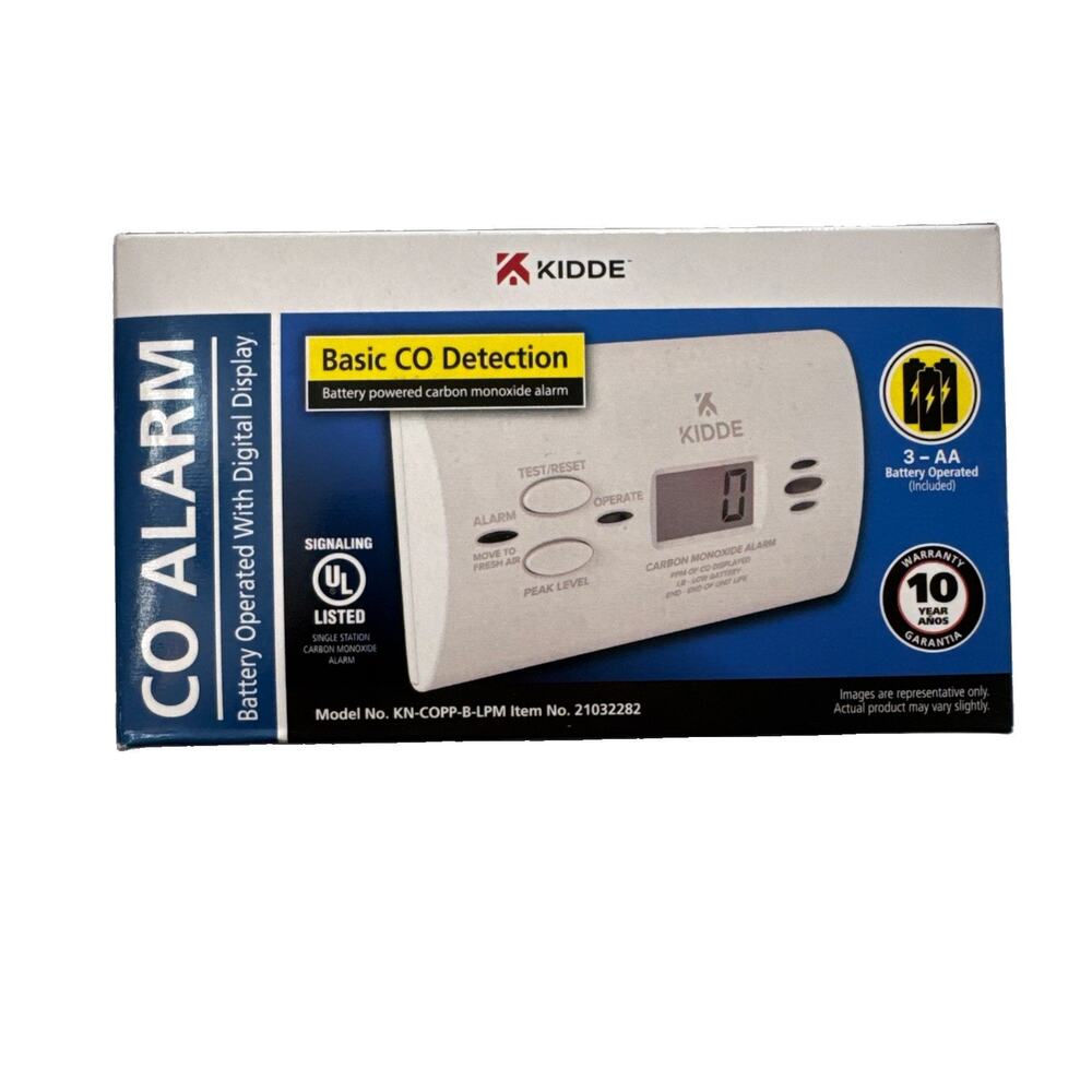 Kidde KN-COPP-B-LPM Carbon Monoxide Alarm Digital Display Battery Operated